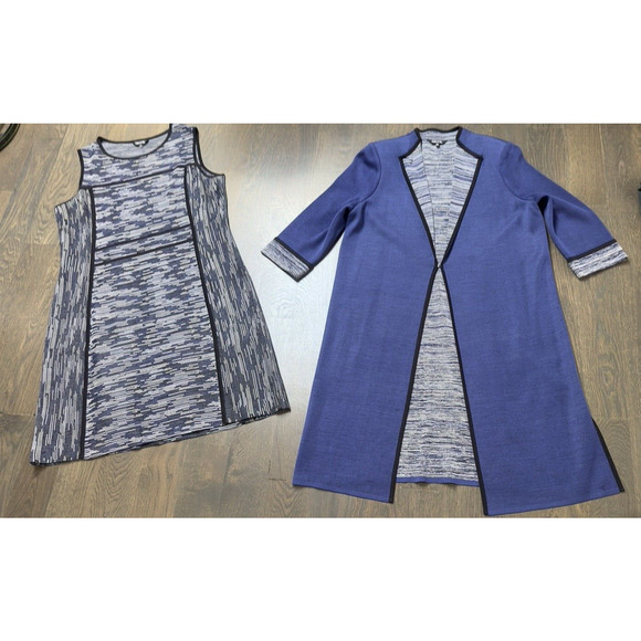 MISOOK 2-Piece Dress +‎ Long Jacket Set Outfit Separates Blue Black sz M - Picture 4 of 10